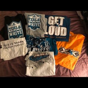 Lot of 7 San Jose Sharks Giveaway tshirts all xl